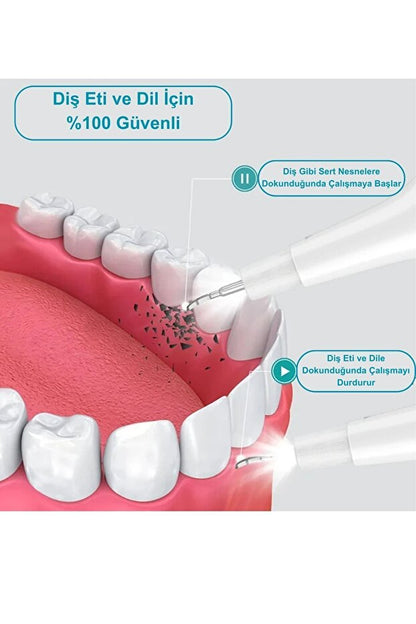 BYMTR Ultrasonik Diş Taşı Temizleme Cihazı – LED Işıklı, 3 Mod, IPX7 Su Geçirmez, 2 Yedek Başlık